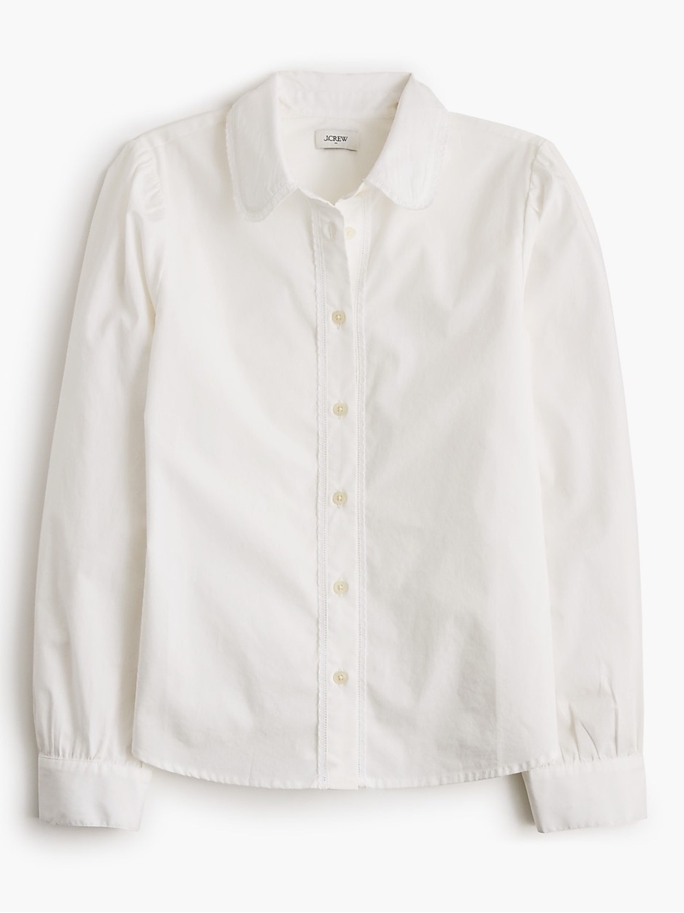J Crew Lace Trim Button Down Shirt White Modern Classic Shirt